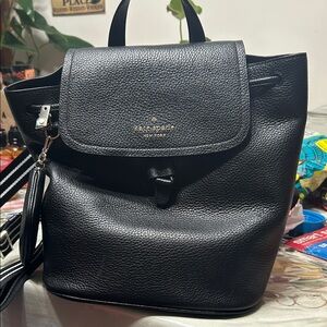 Kate Spade Black Textured Backpack